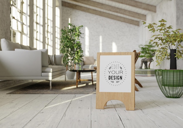 Cadre D'affiche Dans Le Salon Psd Mockup