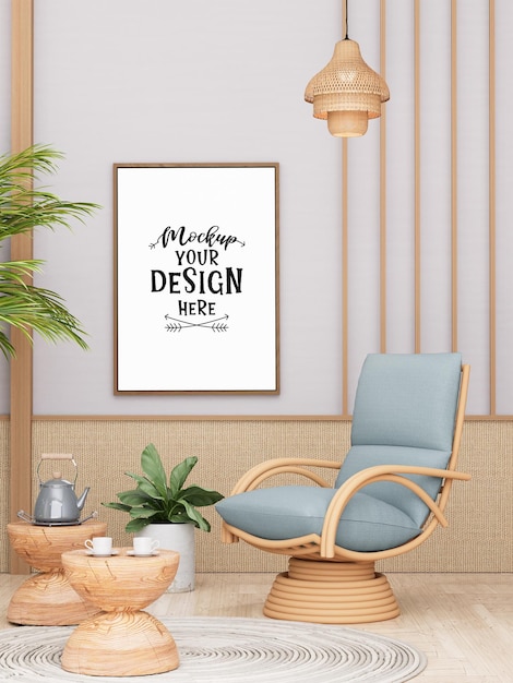 Cadre d'affiche dans le salon Psd Mockup