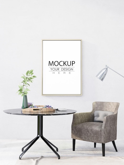 Cadre d'affiche dans le salon Psd Mockup