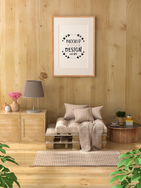 Cadre D'affiche Dans Le Salon Psd Mockup