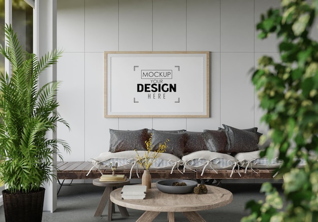 Cadre D'affiche Dans Le Salon Psd Mockup