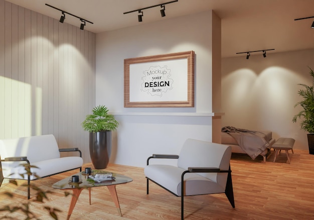 Cadre D'affiche Dans Le Salon Psd Mockup