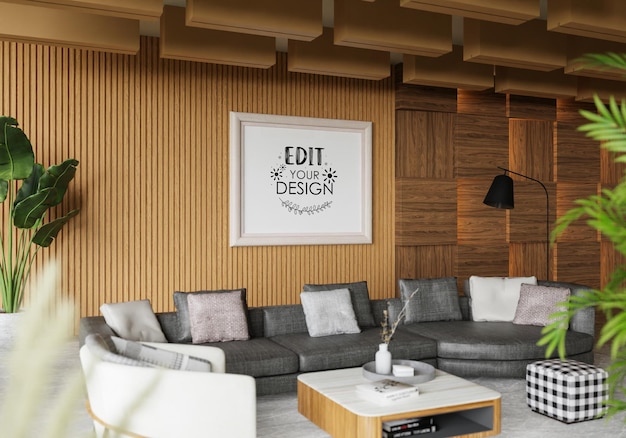 Cadre d'affiche dans le salon Psd Mockup