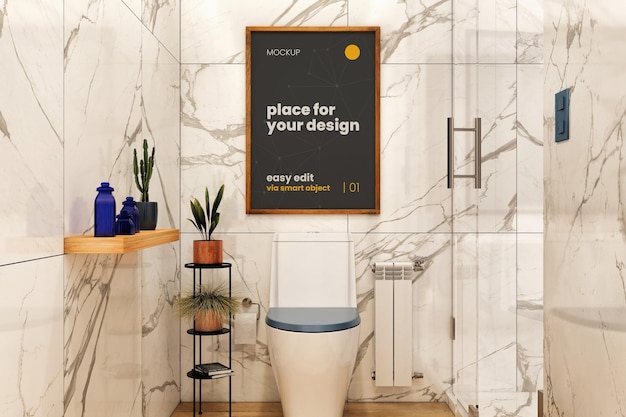 PSD cadre d'affiche de toilette de salle de bain mockup 01