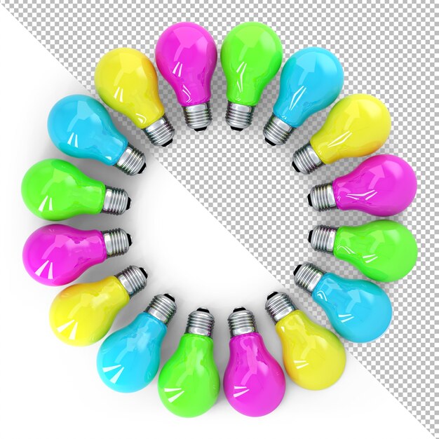 Cadre D'ampoules Colorées 3d Illustration