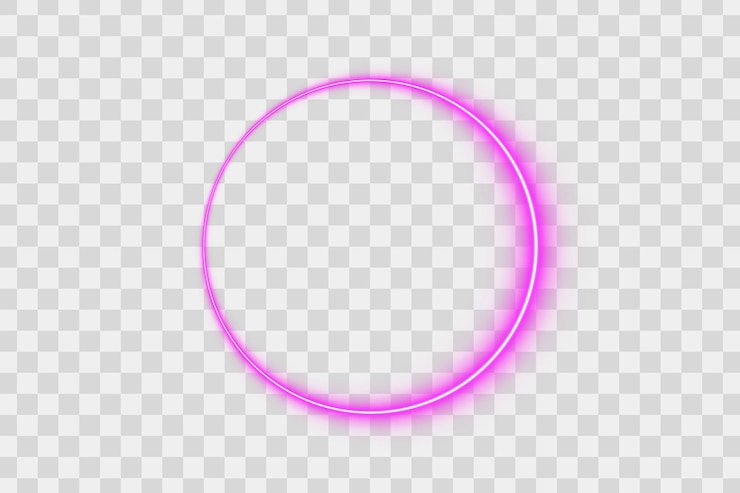 PSD cadre d'anneau circulaire rose violet à gradient lumineux au néon avec un centre vide sur un fond transparent