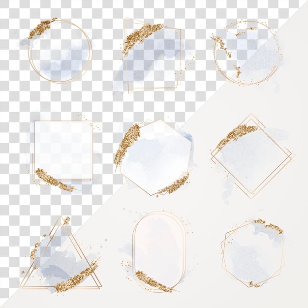 Le cadre d'aquarelle bleue png clipart esthétique pastel brillant ensemble de conception
