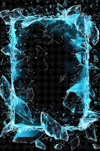 PSD cadre arcane de cristal de glace gelé avec des éclats de glace formant le cadre de couleur néon collection d'art y2k