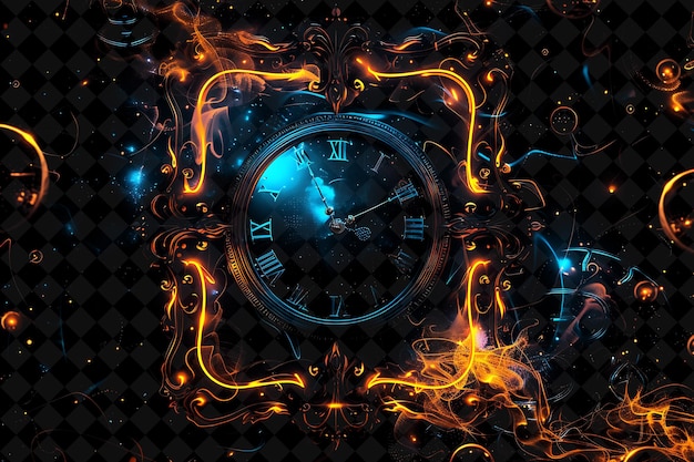 Cadre d'arcane temporel avec vortex temporel tourbillonnant et cadre de couleur au néon flottant Collection Y2K