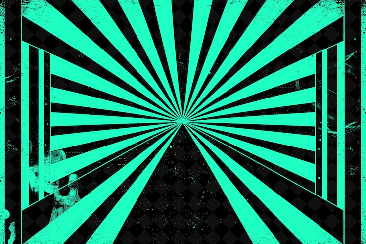 PSD le cadre art deco sunburst avec des lignes audacieuses et des dessins abstraits png créatifs sunburst