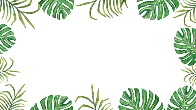 Cadre à base de feuilles de monstera et de palmiers