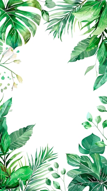 PSD cadre à base de plantes mariage bordure minimaliste dans le style aquarelle