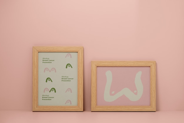 Cadre en bois simpliste pour la sensibilisation à la journée du cancer du sein