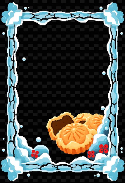 Le cadre de la bordure de la glace fissurée de pixels, les textures de glace, le cadre des boules de riz et du mo PNG, le cadre chinois Styleo