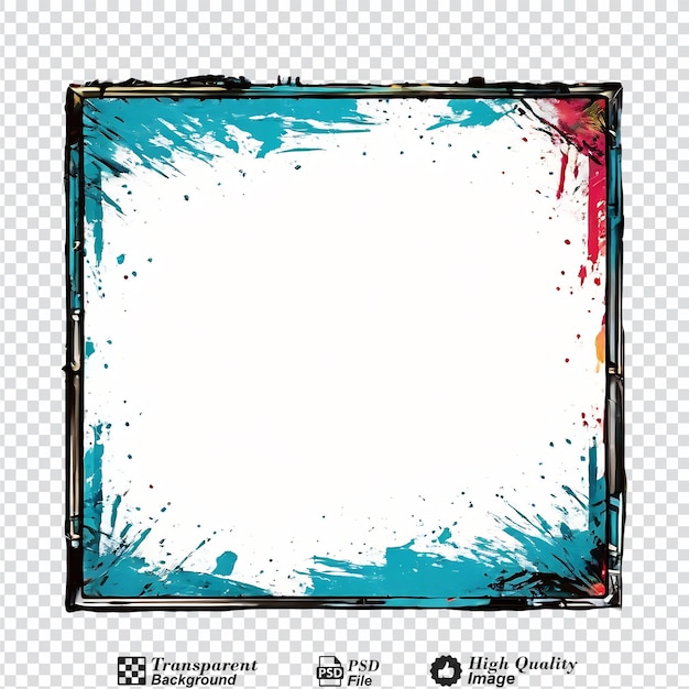 PSD cadre de bordure de peinture grunge isolé sur un fond transparent