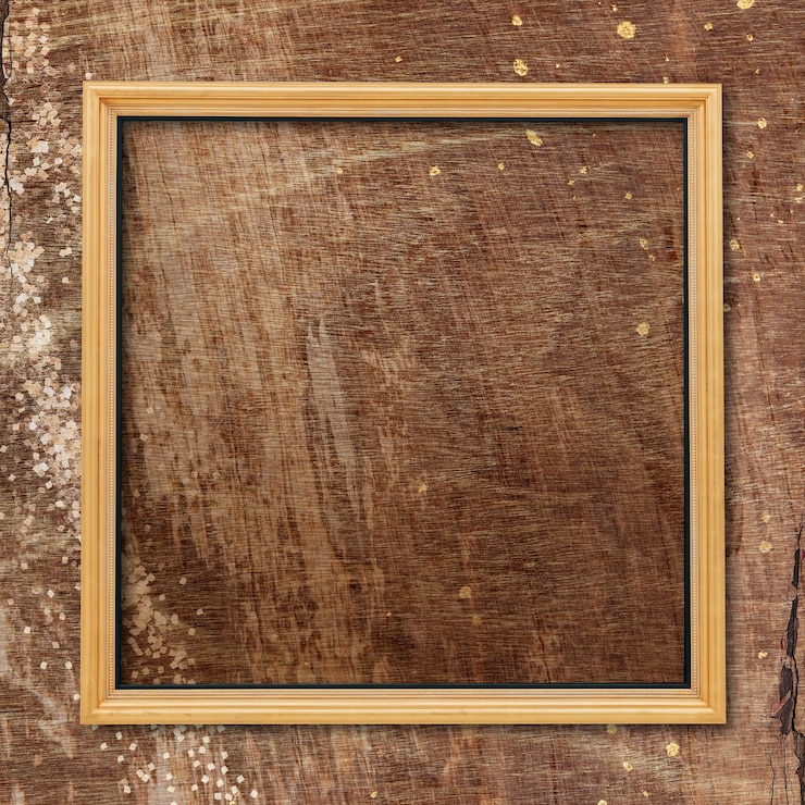 PSD cadre carré sur fond de texture en bois uni