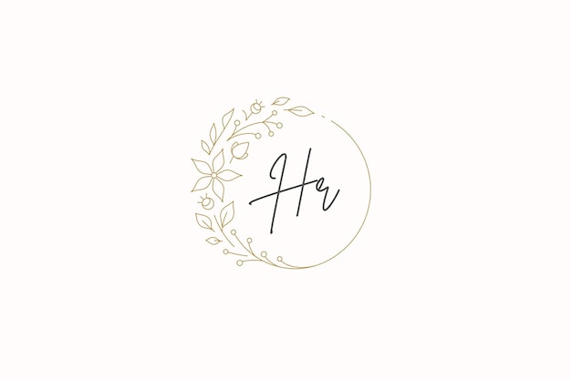 Cadre de cercle floral botanique ligne de calligraphie minimaliste modèle de conception de logo pour la beauté