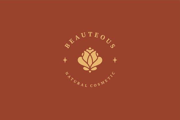 Cadre circulaire décoratif en bourgeon de rose d'or du logo premium avec place pour le texte