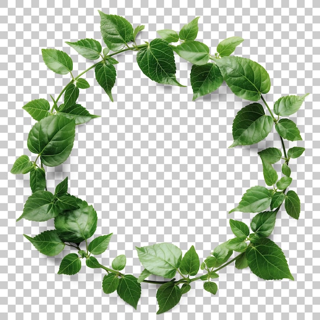 PSD cadre circulaire par feuilles vertes cadre de couronne de noël orné de feuilles ai généré png transparent avec ombre