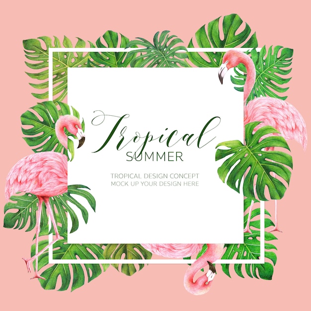 Cadre de conception de feuillage tropical