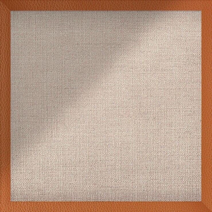 PSD cadre en cuir marron orangé sur un vecteur de fond texturé en tissu marron