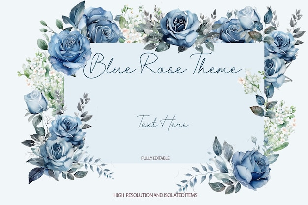 Un cadre de fleur bleue pour une invitation de mariage