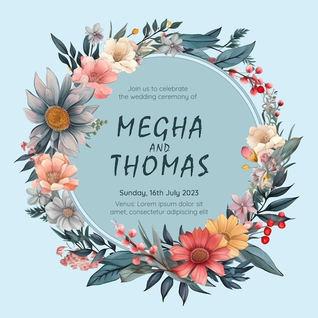 Un cadre de fleurs pour une invitation de mariage