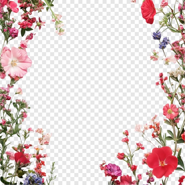 Un cadre floral Une composition délicate de fleurs roses et rouges