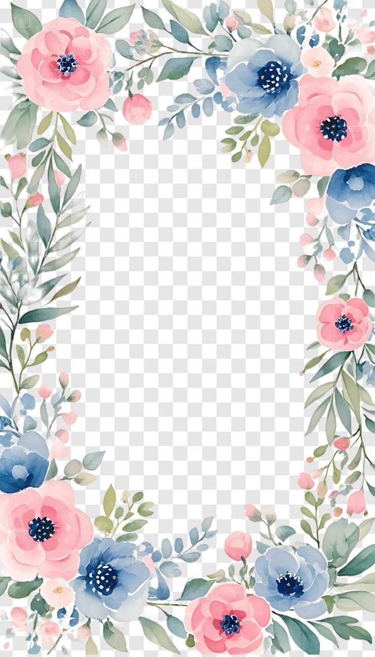 PSD cadre floral élégant sur fond blanc isolé fleur d'aquarelle