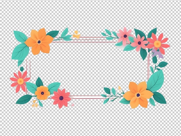 PSD cadre floral sur fond transparent