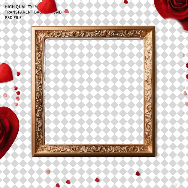 le cadre en forme de fleur de valentine en forme de cœur PSD png fond transparent
