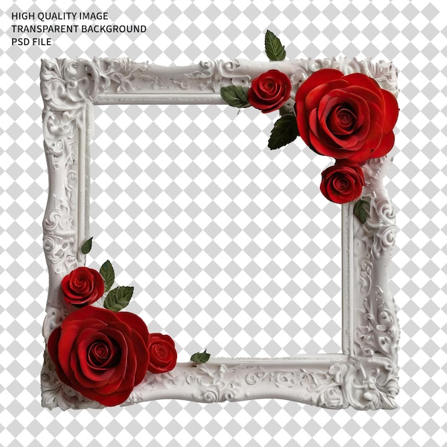 le cadre en forme de fleur de valentine en forme de cœur PSD png fond transparent
