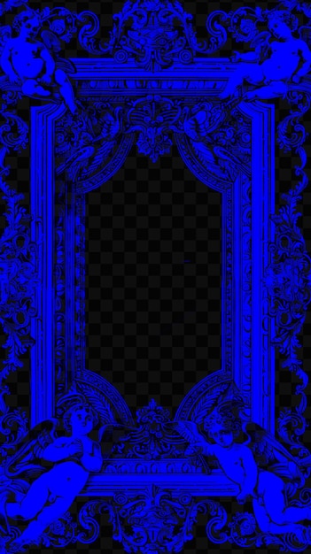 PSD cadre glam italien de la renaissance bordure avec chérubins et défilement psd texture cadre décor design artistique cnc