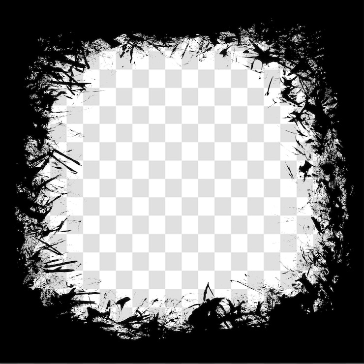 PSD cadre grunge avec texture noire pour la mise en page ou l'art d'affiche isolé sur un fond transparent