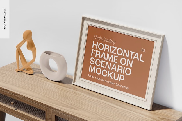 Cadre horizontal sur maquette de scénario propre, penché