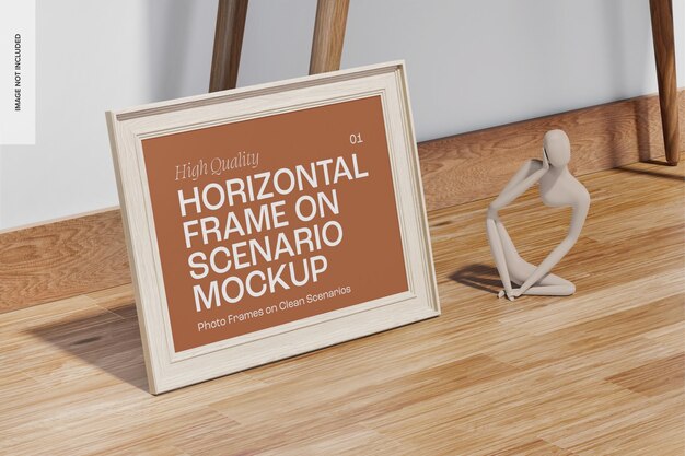 Cadre horizontal sur maquette de scénario propre, vue de gauche