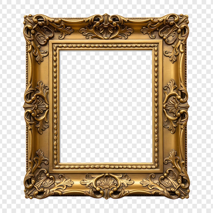 PSD cadre d'image carré d'époque orné d'or