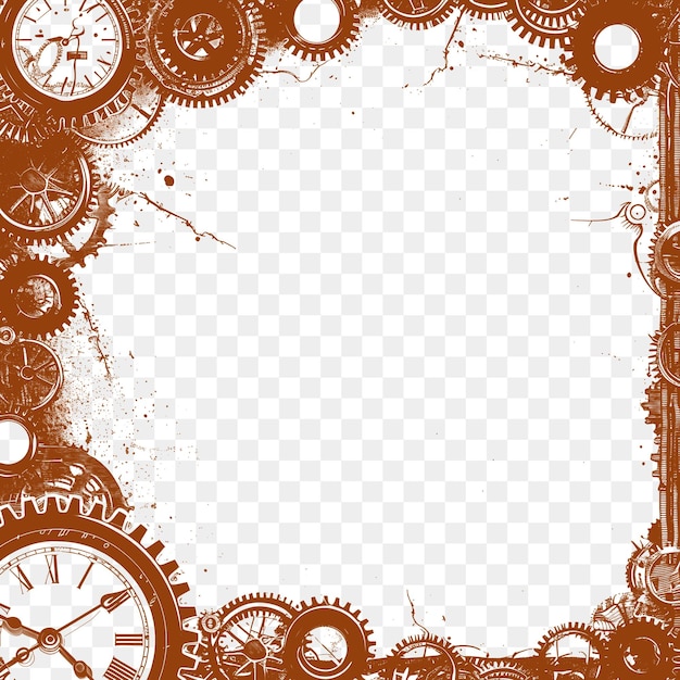 PSD cadre inspiré du steampunk décoré avec des engrenages et une partie de montre psd texture border art design collage