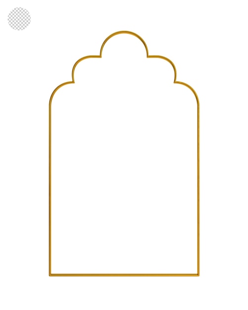 Cadre islamique avec bord d'or 3D or 3D fenêtres arabes silhouettes de cadre architectes traditionnels arabes