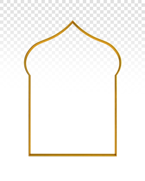 Cadre islamique avec bord d'or 3D or cadre de fenêtre arabe 3D