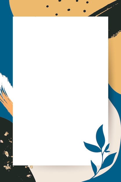 Cadre Memphis psd avec des feuilles