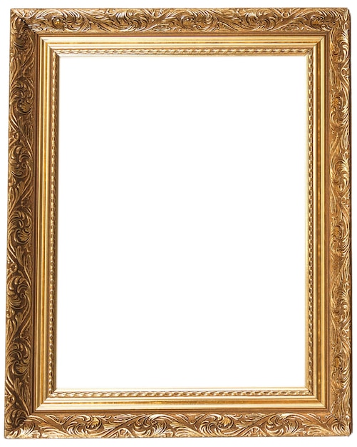 Cadre d'or vintage isolé sur blanc