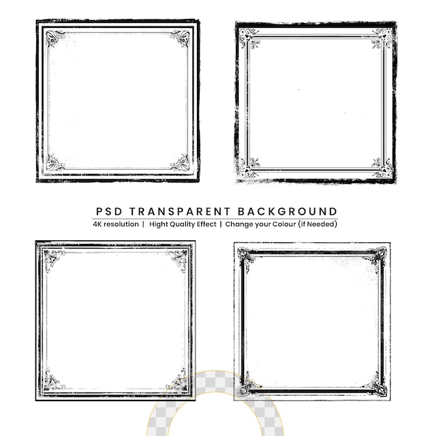 Cadre d'ornement vintage sur fond transparent