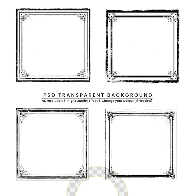 PSD cadre d'ornement vintage sur fond transparent