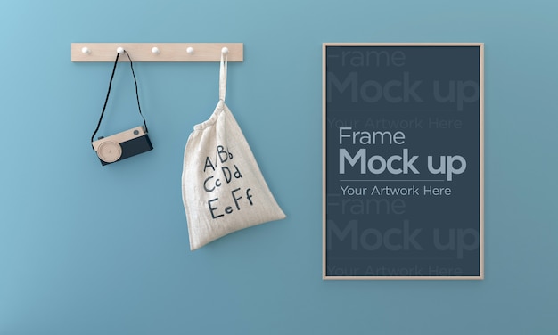 Cadre Photo Pour Enfants Mockup Design Avec Sac Et Appareil Photo