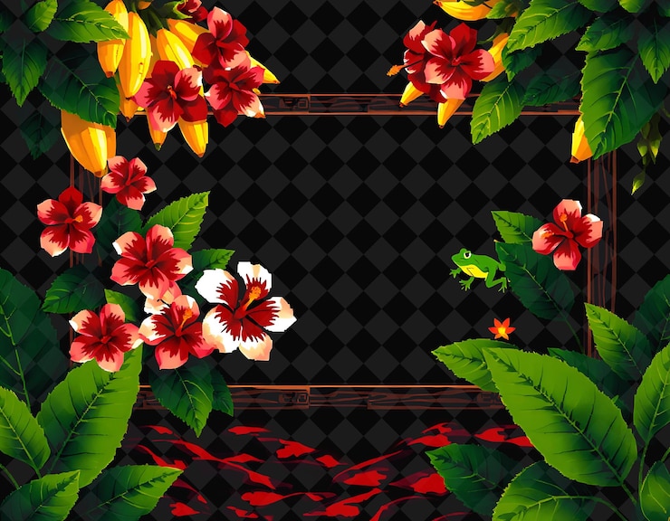 PSD cadre pixelé sur fond noir éclatant avec un décor de jeu de cadre pixelé isolé vif et élevé