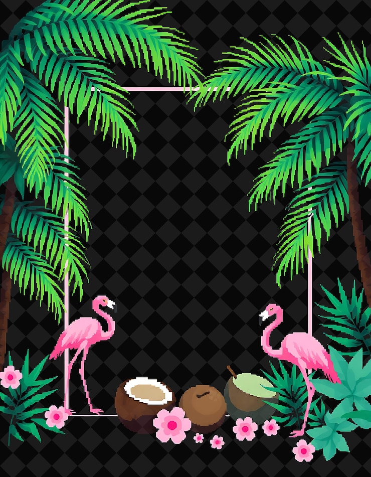 PSD cadre pixelé sur fond noir éclatant avec un décor de jeu de cadre pixelé isolé vif et élevé