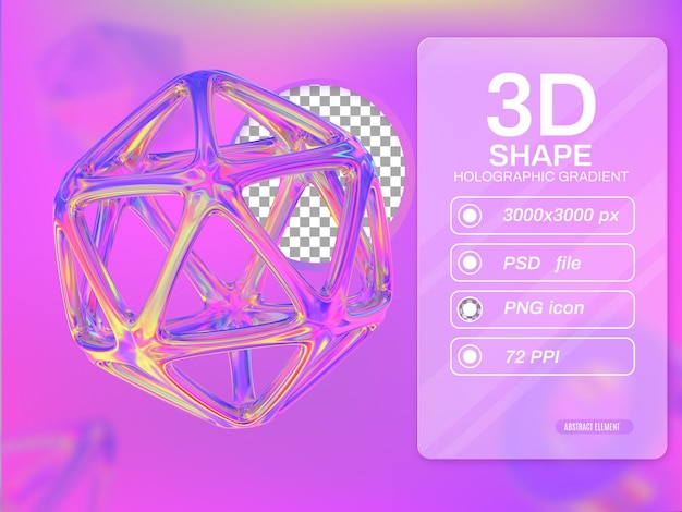 Cadre Polyèdre 3d Isolé Avec Dégradé De Couleur Caméléon Hologramme Coloré