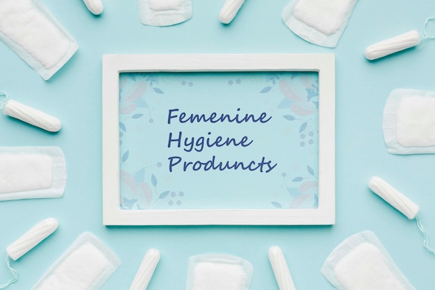 PSD cadre avec produits d'hygiène