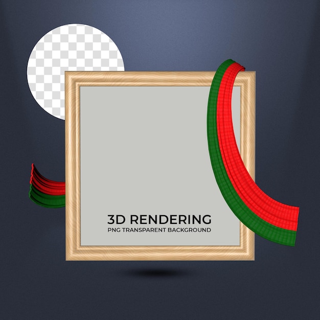 PSD cadre réaliste et ruban avec les couleurs du drapeau du portugal rendu 3d fond transparent